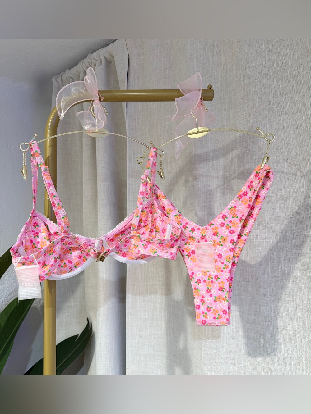 Kulani Kinis Frangipani Fever Dusty Pink Underwire Bikini Set Size Small - Picture 12 of 12